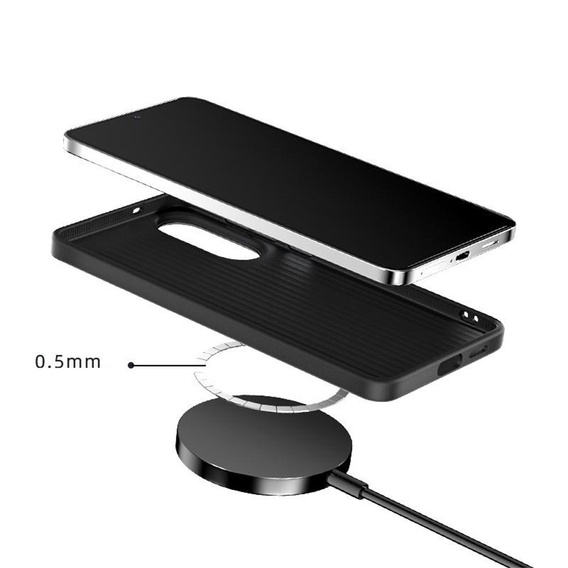 ABEEL puzdro pre Samsung Galaxy S25 Edge, Carbon Fiber, pre MagSafe, čierne