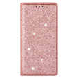 Flipové puzdro na iPhone 16E, Card Slot Glittery, ružové