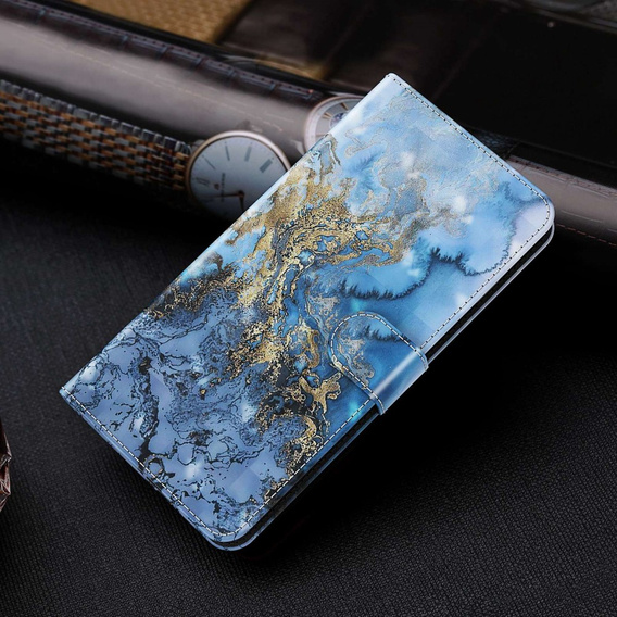 Klapkové puzdro pre Samsung Galaxy A14 4G/5G, Wallet Marble, modré