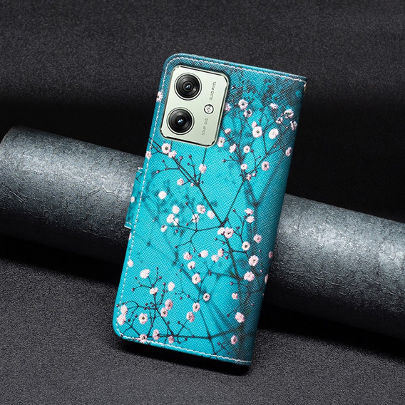 Klapkové puzdro pre Motorola Moto G54 5G, Wallet, sakura, modré