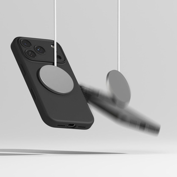 Puzdro Ringke pre iPhone 17 Pro Max, silikónové magnetické puzdro MagSafe, čierne