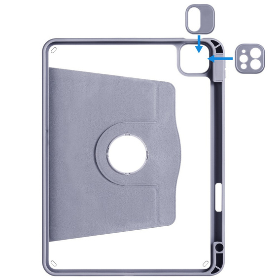 Puzdro pre iPad Pro 11" 2022/2021/2020 (4/3/2 gen.), s priestorom pre stylus, otočné o 360°, fialové