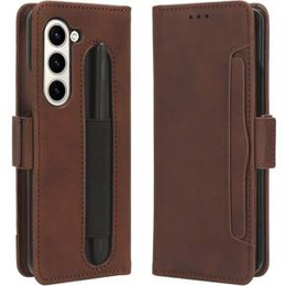 Klapkové puzdro pre Samsung Galaxy Z Fold 5 5G, Card Slot, hnedé