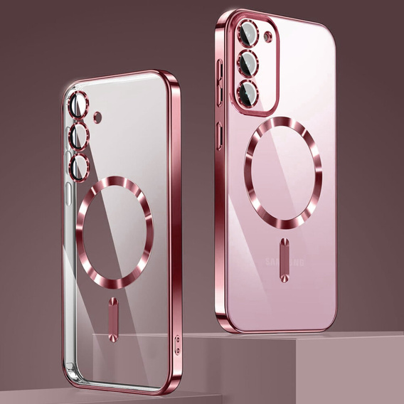 Puzdro pre Samsung Galaxy S23, Electro MagSafe, ružové rose gold + sklo na displej