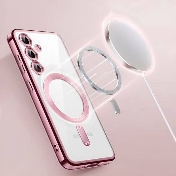Puzdro pre Samsung Galaxy S25+ Plus, Electro MagSafe, ružové rose gold + sklo na displej