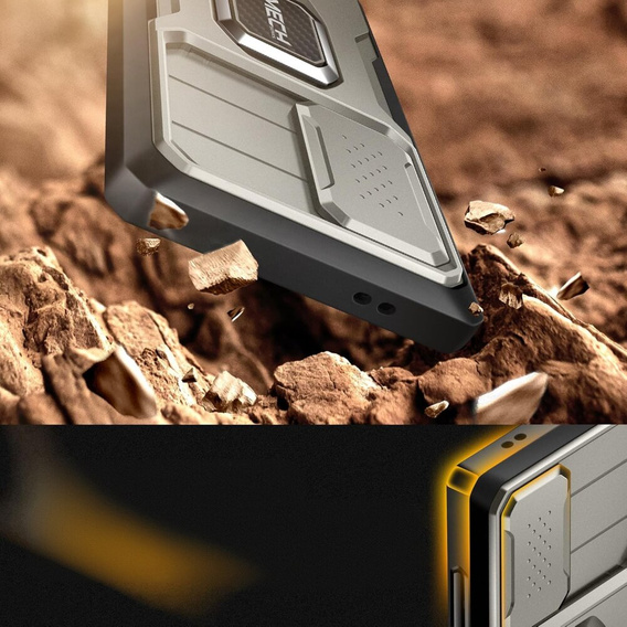 Puzdro pre Samsung Galaxy S24 Ultra, séria Tongate MECH so stojanom, sivé