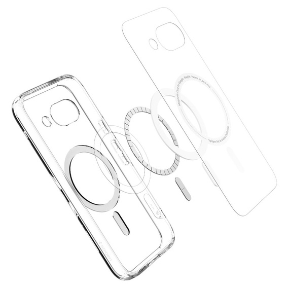 Puzdro MagSafe Spigen pre Google Pixel 9A, Ultra Hybrid, transparentné / biele + tvrdené sklo 9H