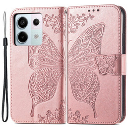 Klapkové puzdro pre Xiaomi Redmi Note 13 Pro 5G, Butterfly, ružové rose gold