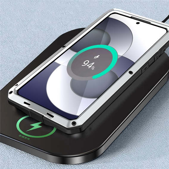 Puzdro s integrovaným sklom pre Samsung Galaxy S26 Plus, strieborné