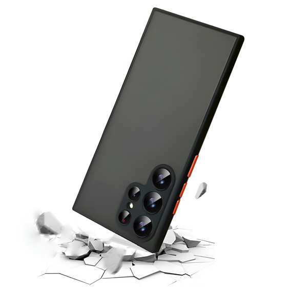 Silikónové puzdro pre Samsung Galaxy S25 Ultra, s ochranou fotoaparátu, transparentné / čierne + tvrdené sklo 9H