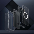 Puzdro pre Samsung Galaxy A16, Shockproof, so sklom, pre MagSafe, čierne