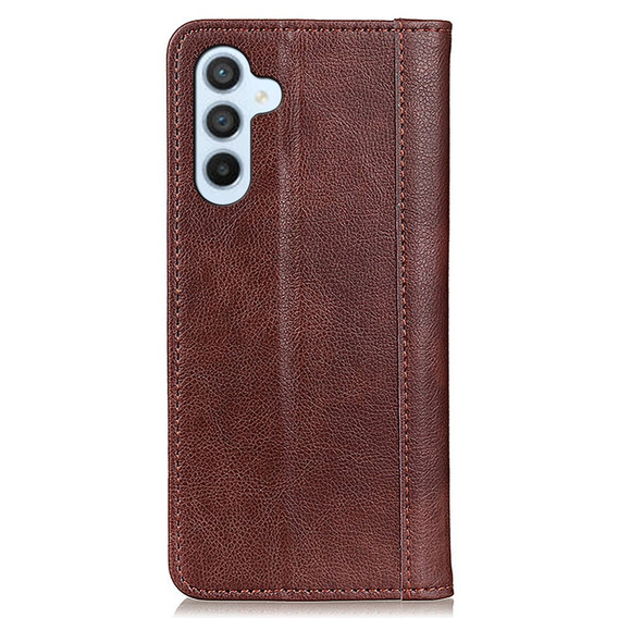 Obal na mobil pre Samsung Galaxy A55 5G, Wallet Litchi Leather, hnedé