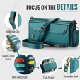 Puzdro CASEME pre Samsung Galaxy S25 FE, RFID Leather Wallet, s popruhom cez rameno, zelený