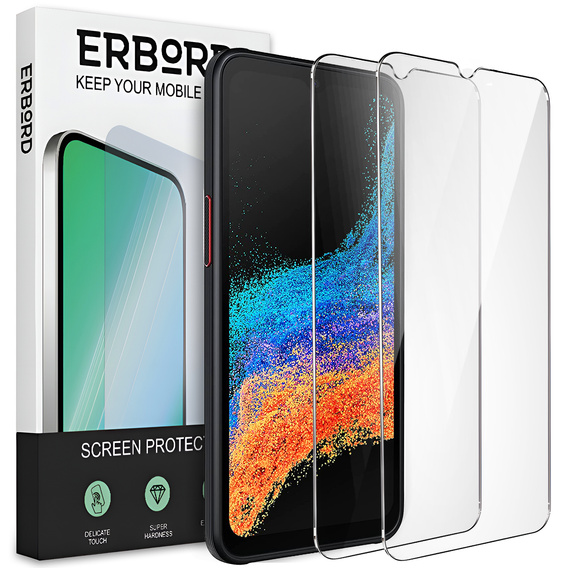 2x tvrdené sklo pre Samsung Galaxy Xcover 6 Pro, ERBORD 9H Hard Glass na displeji
