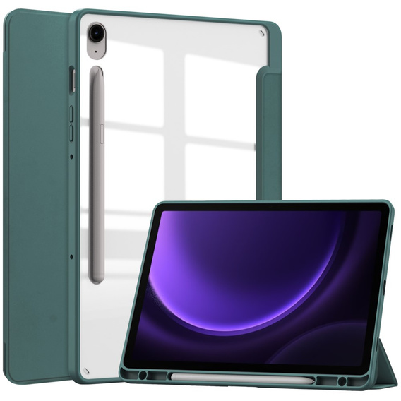 Puzdro pre Samsung Galaxy Tab S10 Lite / S10 FE / S9 FE, Smartcase Hybrid, so slotom na stylus, tmavozelené