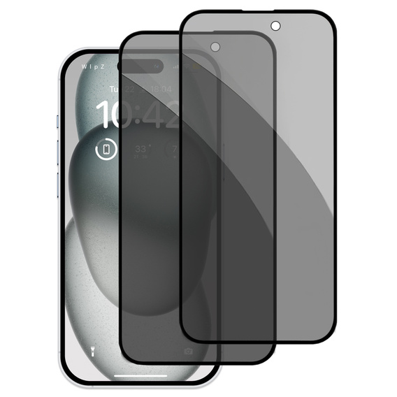 2x tvrdené sklo na ochranu súkromia pre iPhone 15 Plus, ERBORD Anti-Spy