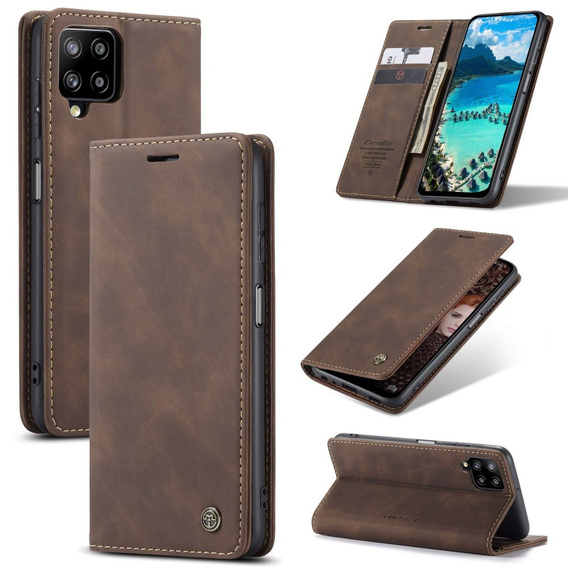 CASEME puzdro pre Samsung Galaxy A12 / M12 / A12 2021, Leather Wallet Case, káva