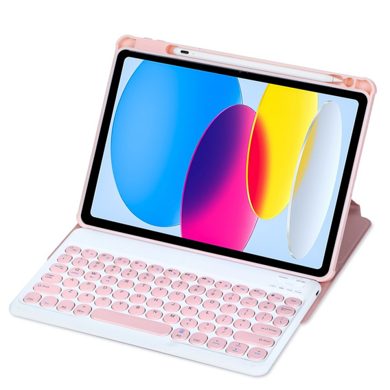 Puzdro s klávesnicou pre iPad 11" 2025 A16 (11 gen.) / iPad 10.9" 2022 (10 gen.), Rotary 360° Leather, ružové rose gold
