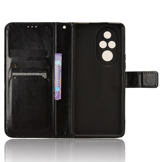 Klapkové puzdro pre Honor 200 Pro 5G, Crazy Horse Wallet, čierne