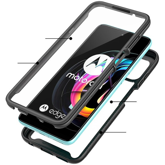 Puzdro pre Motorola Edge 20 Lite, Shockproof, s fóliou, modré