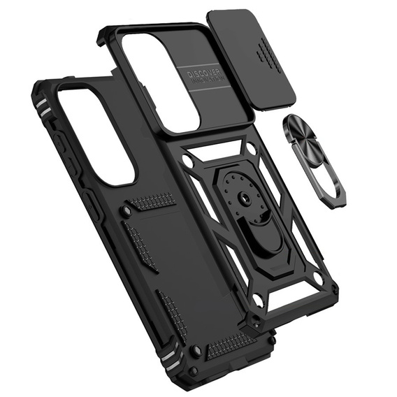 Puzdro s podstavcom a krytom objektívu pre Samsung Galaxy S26, čierne