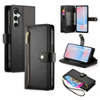 Klapkové puzdro pre Samsung Galaxy S24 FE, Wallet Zipper Pocket, čierne