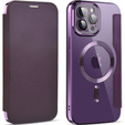 Klapkové puzdro pre iPhone 12 Pro, RFID Wallet MagSafe CamShield, fialové