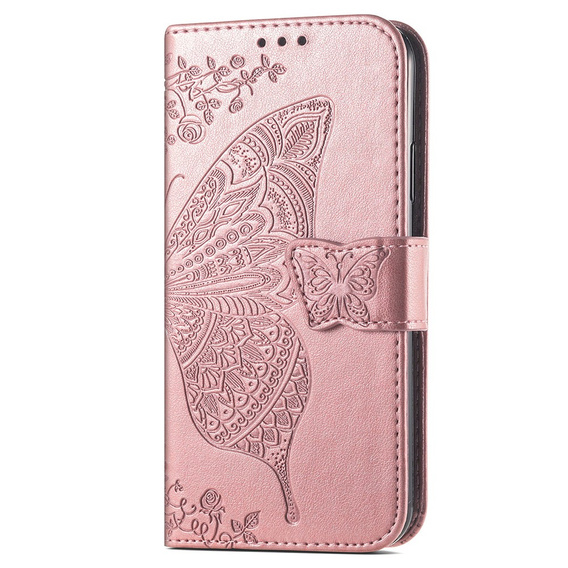 Klapkové puzdro pre Motorola Moto G84, Butterfly, ružové rose gold