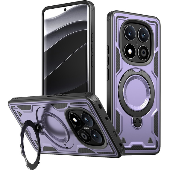 Puzdro pre Xiaomi Redmi Note 14 Pro 5G /  Poco X7 5G, Military MagSafe, fialové + sklo 9H