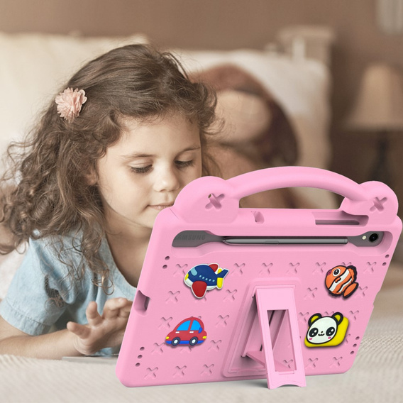 Detské puzdro pre Samsung Galaxy Tab S7/S8/S9, Cute Patterns, so stojanom, ružové