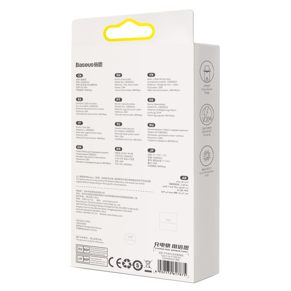 Baseus Glimmer USB-C na Lightning 20W 2m kábel pre iPhone