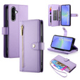 Klapkové puzdro pre Samsung Galaxy A36 5G, Wallet Zipper Pocket, fialové