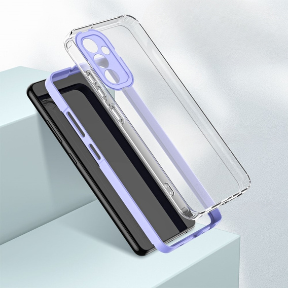 Obal na mobil pre Samsung Galaxy A14 5G, Fusion Hybrid, transparentné / fialové