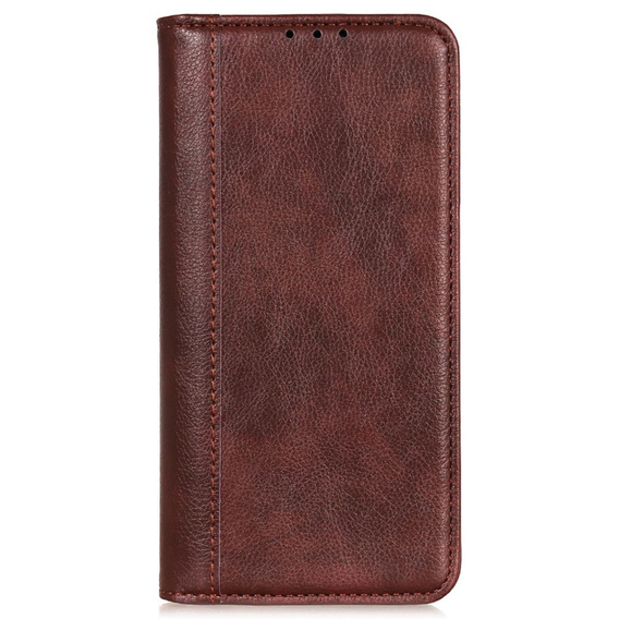 Obal na mobil pre Samsung Galaxy A55 5G, Wallet Litchi Leather, hnedé