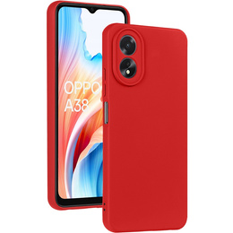 Puzdro pre Oppo A18 4G / A38 4G, Silicone Lite, červené + sklo 9H