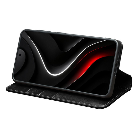 Kožené puzdro Qialino s klopou Peňaženka pre Samsung Galaxy S26 Plus, čierna