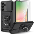 Pancierované puzdro pre Samsung Galaxy A56, CamShield Slide, čierne + tvrdené sklo 9H