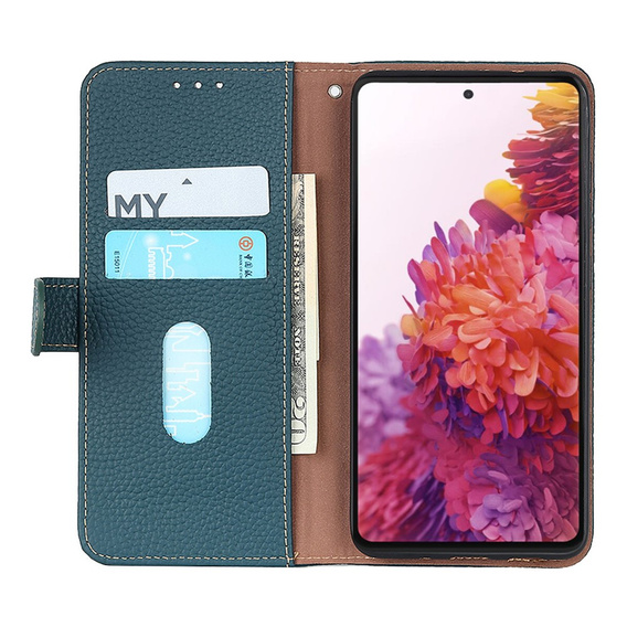 KHAZNEH RFID puzdro pre Xiaomi Poco F6, Litchi Texture, zelený