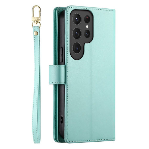 Klapkové puzdro pre Samsung Galaxy S25 Ultra, Wallet Zipper Pocket, zelený