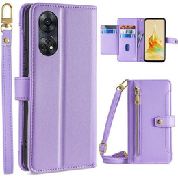 Klapkové puzdro pre Oppo Reno8 T 4G, Wallet Zipper Pocket, fialové