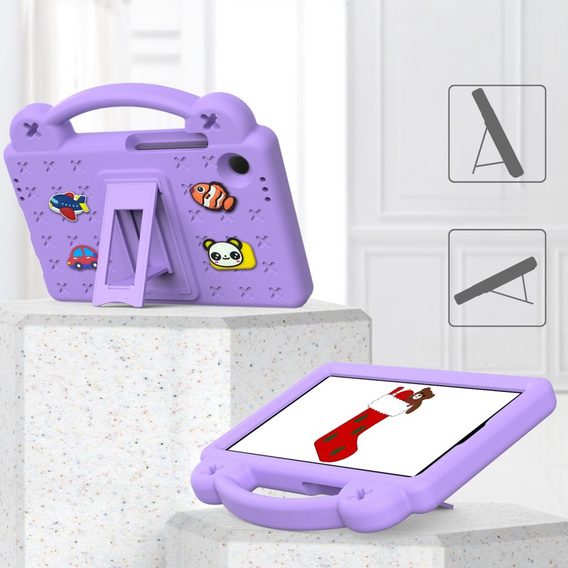 Detské puzdro pre Samsung Galaxy Tab A9, Cute Patterns, so stojanom, fialové