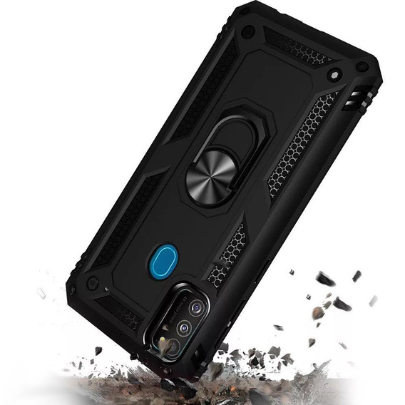 Pancierované obal na mobil pre Samsung Galaxy M21, Nox Case Ring, čierne