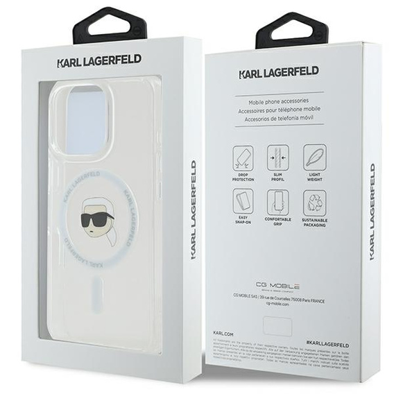 Karl Lagerfeld IML kovové puzdro Karl Head MagSafe pre iPhone 16 Pro Max