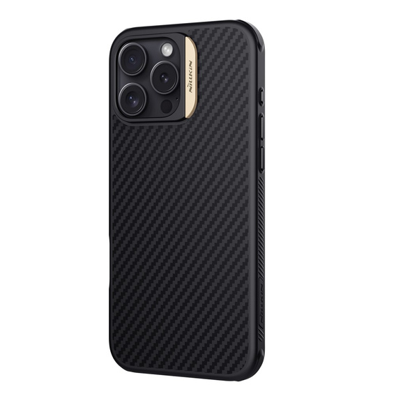Puzdro pre iPhone 16 Pro Max, pancierované Nillkin, Carbon Fiber, pre Magsafe, zlaté