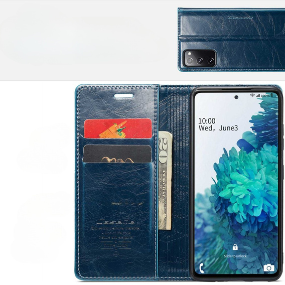 CASEME flipové puzdro pre Samsung Galaxy S20 FE / 5G, Waxy Textured, modré