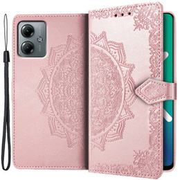 Klapkové puzdro pre Motorola Moto G14, Mandala, ružové rose gold