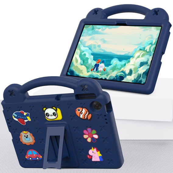 Detské puzdro pre Lenovo Tab TB311FU, Cute Patterns, so stojanom, tmavomodré
