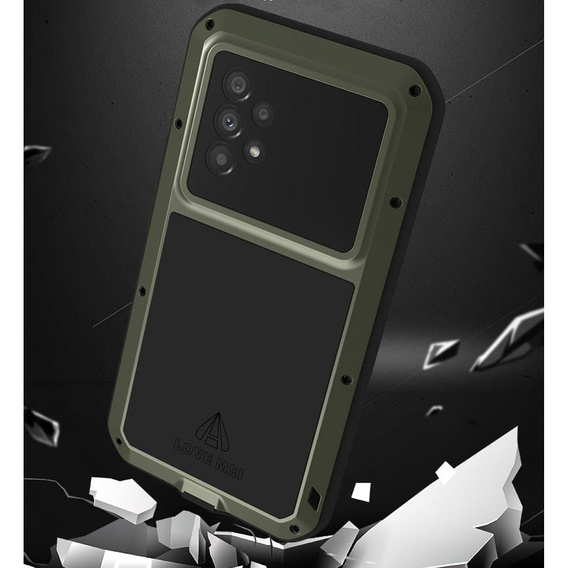 Love Mei Obal na mobil pre Samsung Galaxy A53 5G, armored with glass, zelený