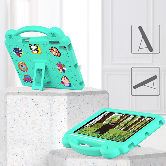 Detské puzdro pre iPad 9.7" 2018/2017 (6/5 gen.) / Pro 9.7" 2016, Cute Patterns, so stojanom, zelený