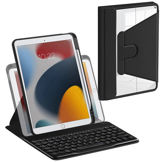 Puzdro + klávesnica iPad 10.2 2021 / 2020 / 2019 7/8/9 gen, čierne